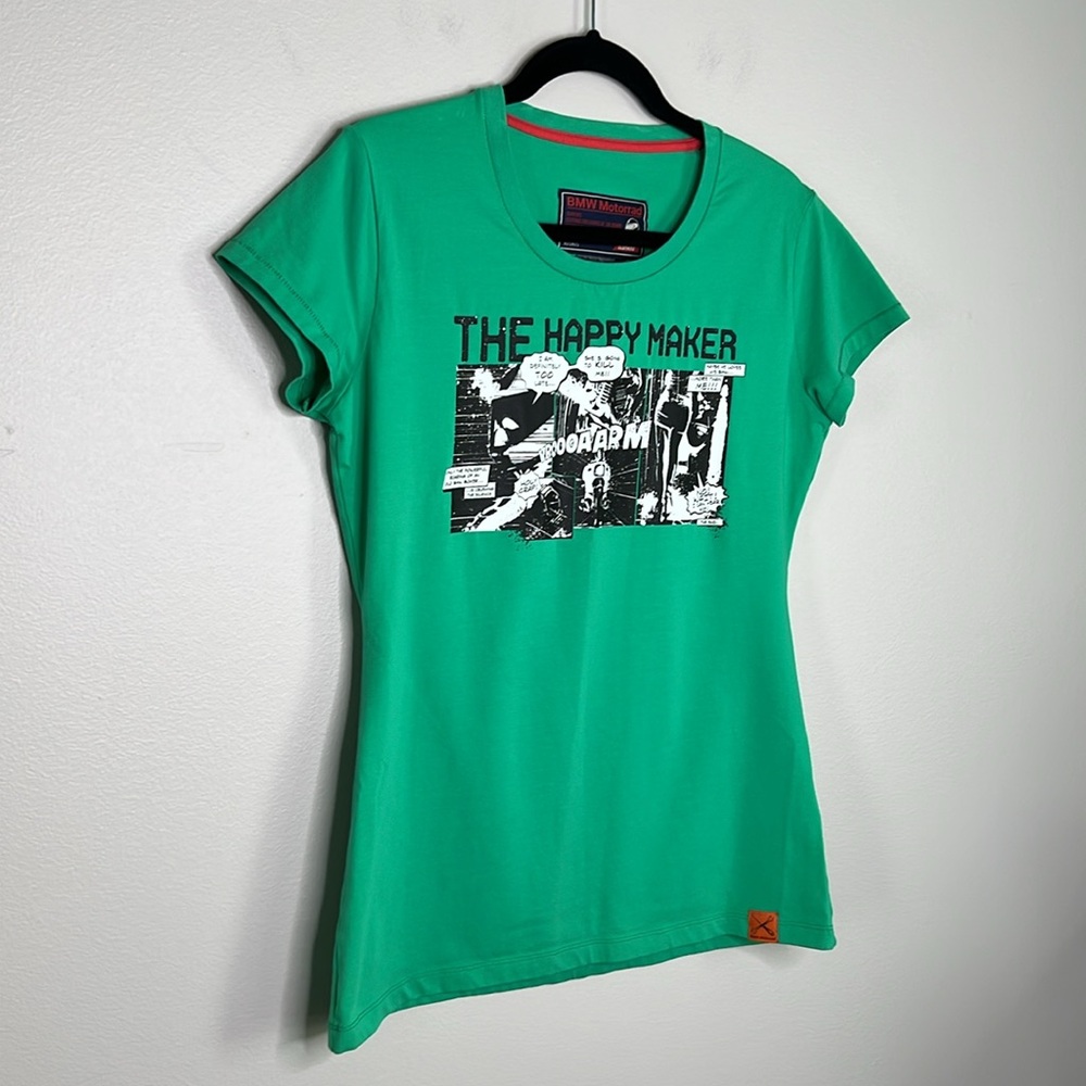 BMW The Motorrad The Happy Maker Green Motorcycle Tee size Large - Picture 3 of 11